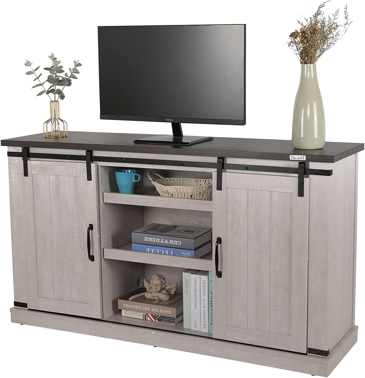55 inch Wood TV Stand with Sliding Barn Door M5565
