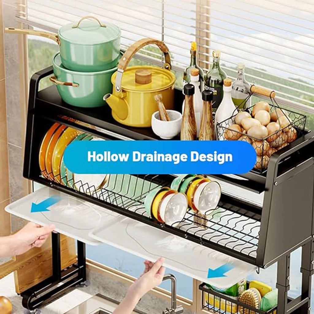 3 Tier Large Capacity Dish Rack Over Sink Black P4771