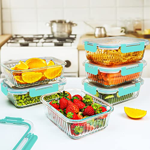 5 Packs 36 oz Glass Food Storage Containers with Lids, White V583