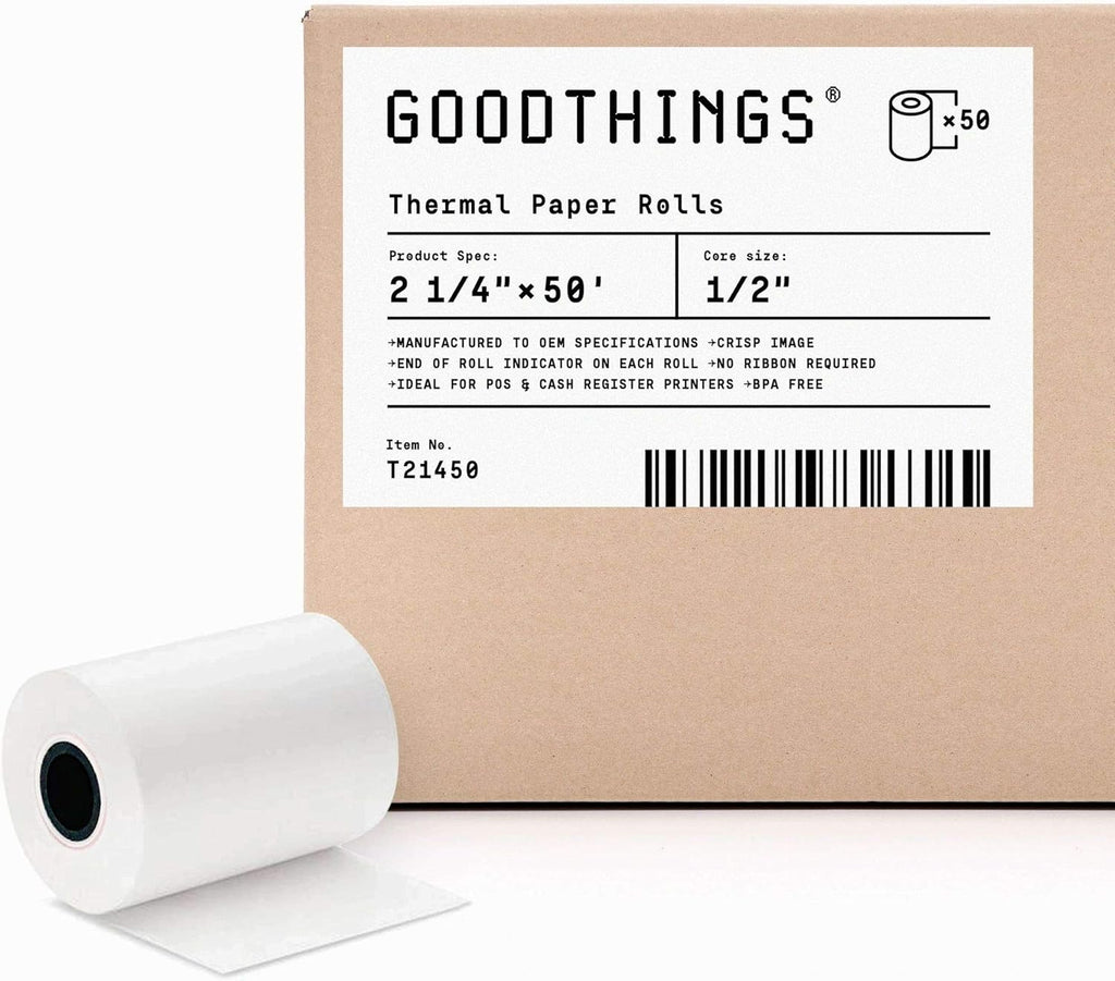 3 1/8 X 119' 50 Rolls Thermal POS Receipt Paper Roll BPA Free F86220