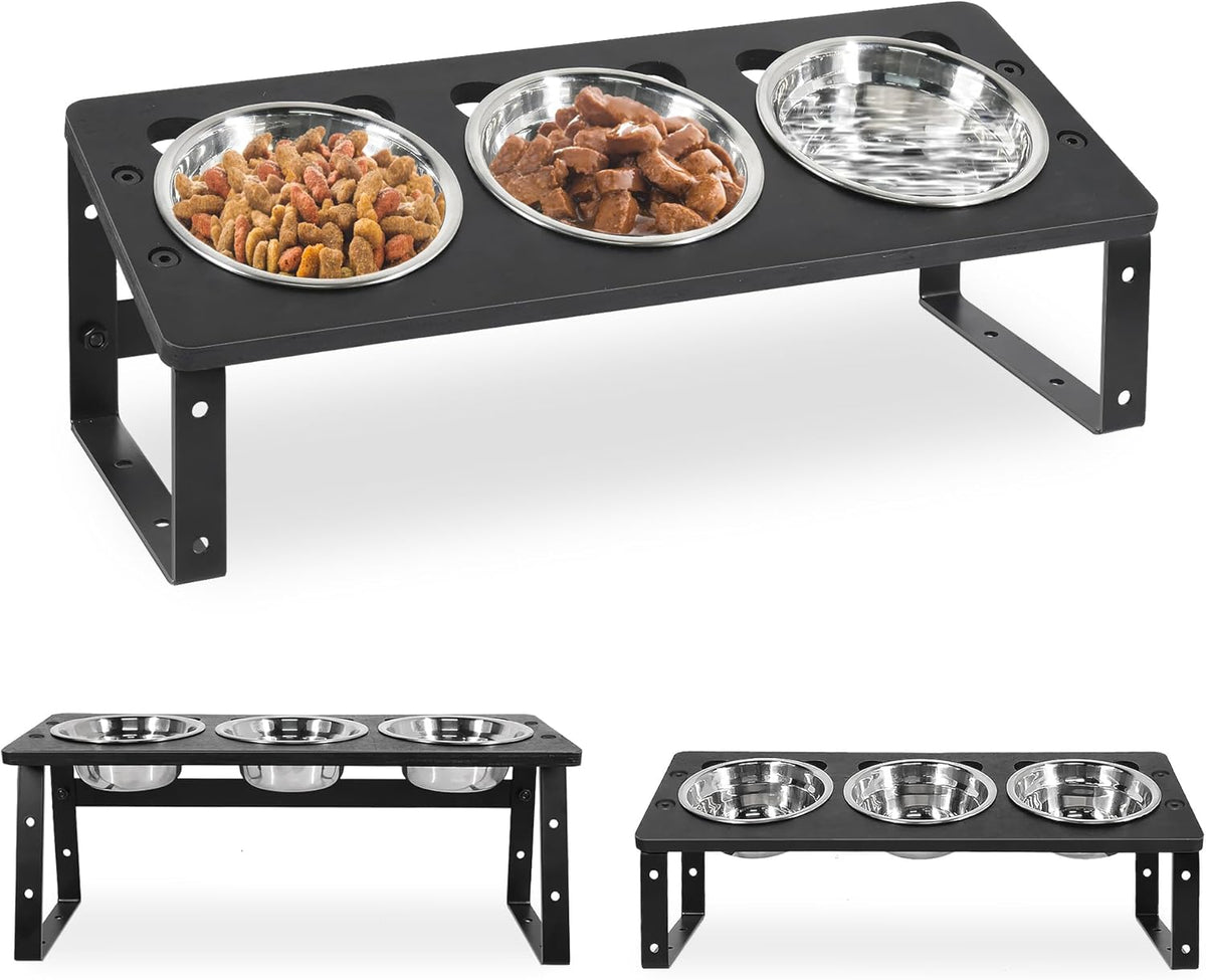 15° Tilted Raised Cat Bowls with Stainless Steel Feeder Bowls X471238
