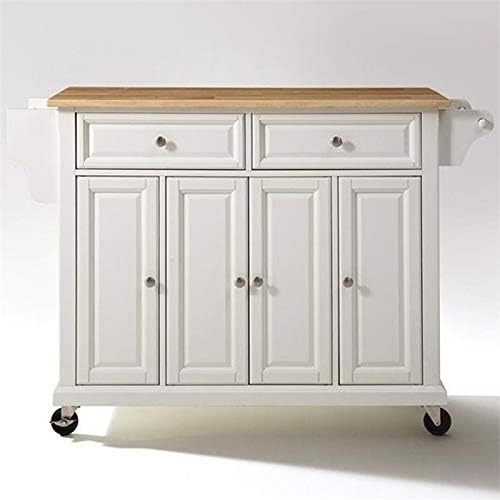 Natural Wood Top Kitchen Cart in White X3468
