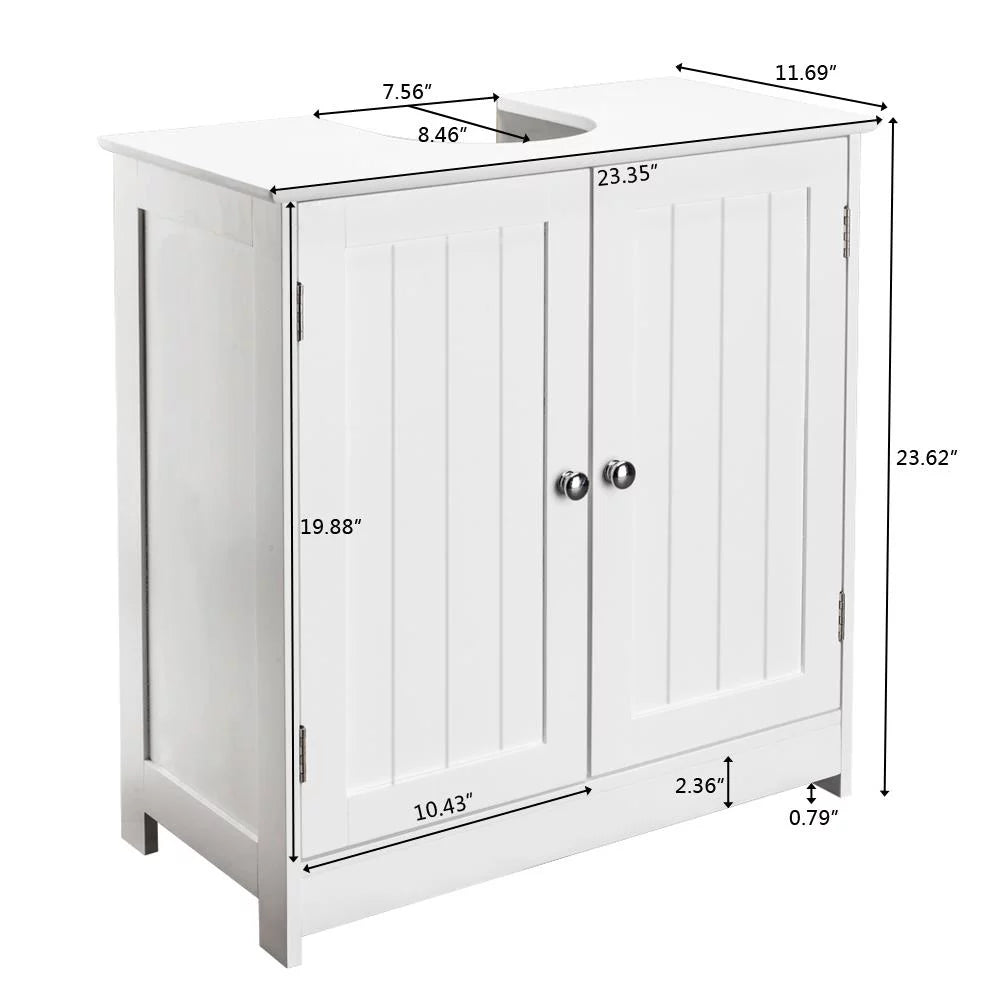 White Bathroom Vanity Cabinet with Adjustable Shelf D7262