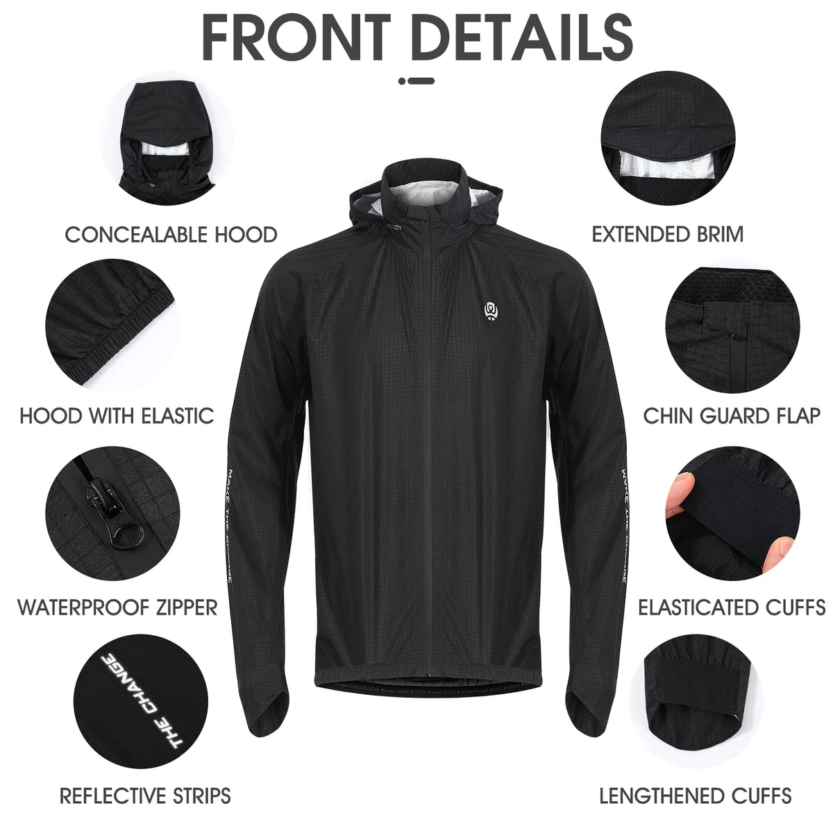 Black Windproof Cycling Jacket S10587