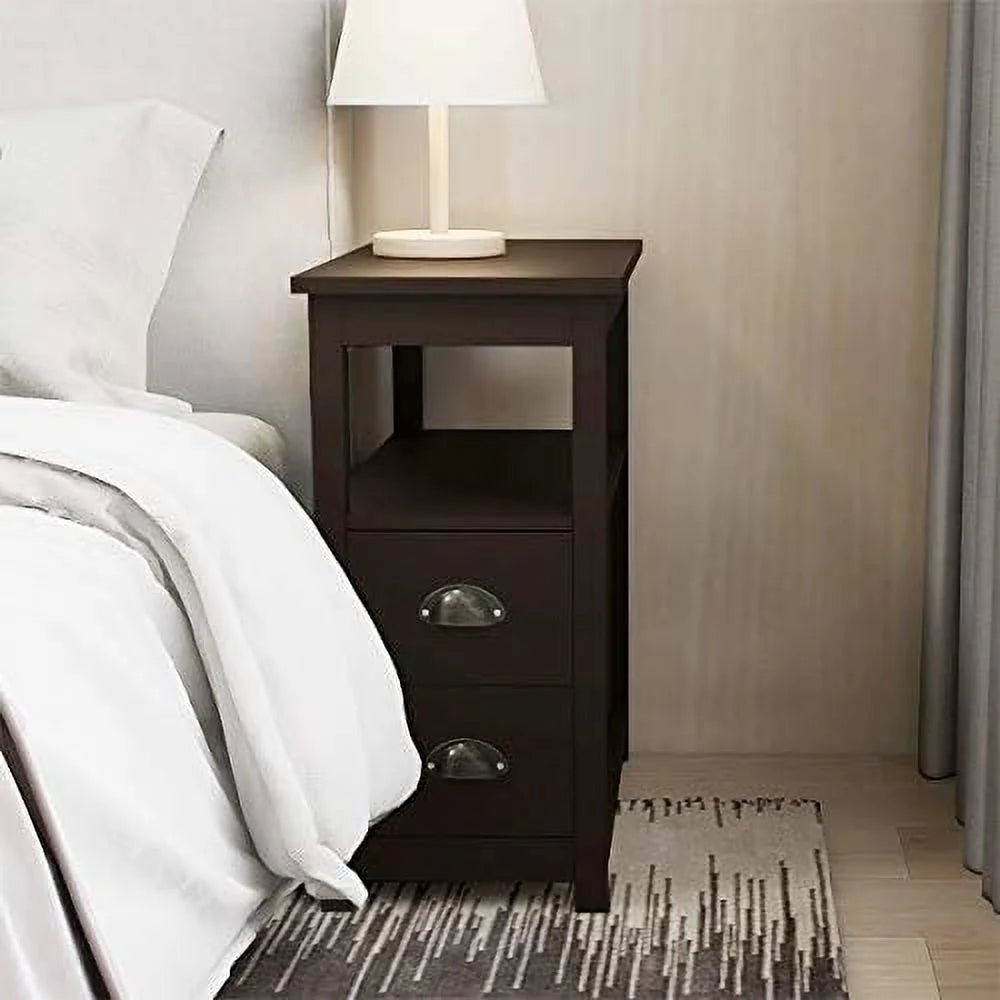 End Table with 2 Drawer and Open Nightstand M2419