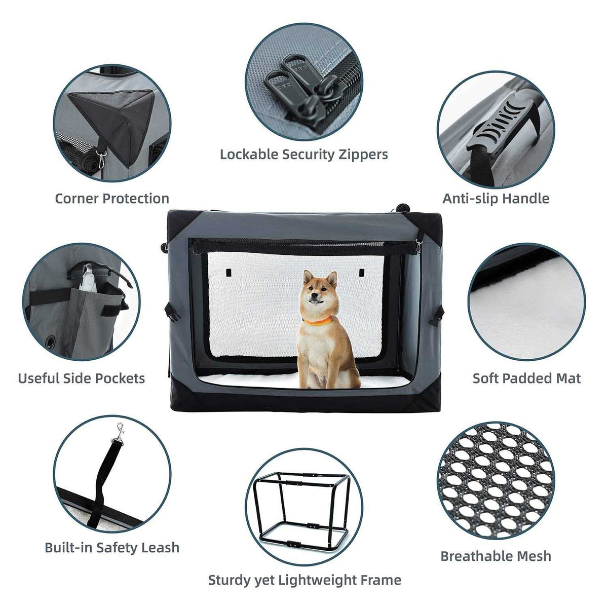 Collapsible 4-Door Soft Dog Crate Q65931