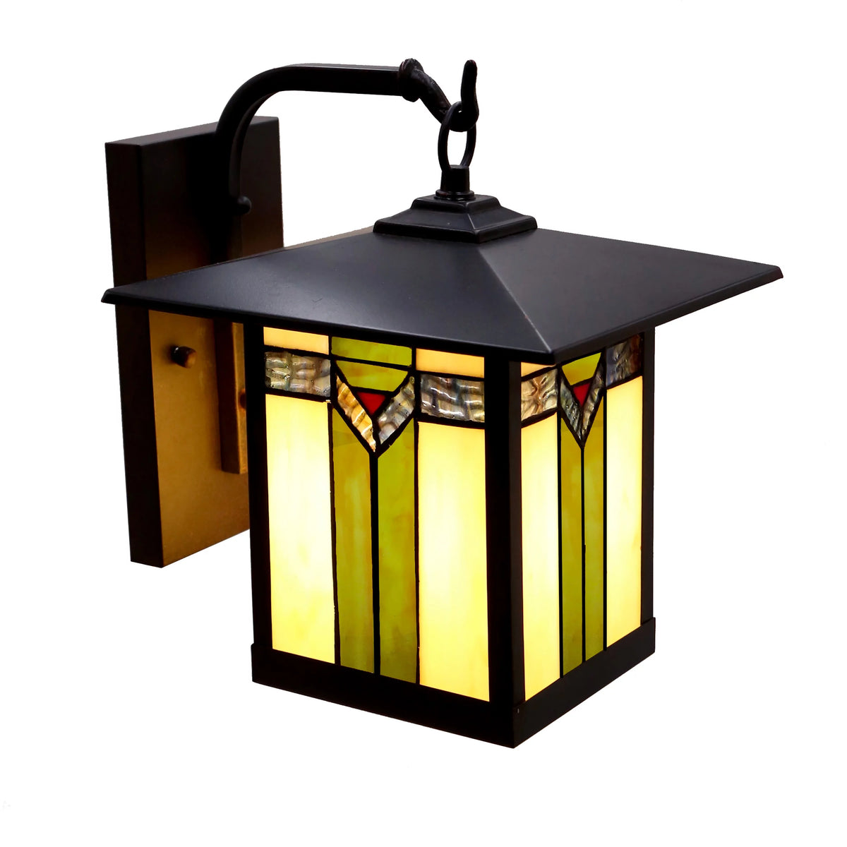 1-Light Bronzed Stained Glass Outdoor Wall Sconce O94491