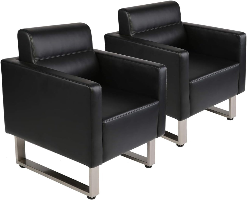 Black Leather Club Chair with Cushion A5114