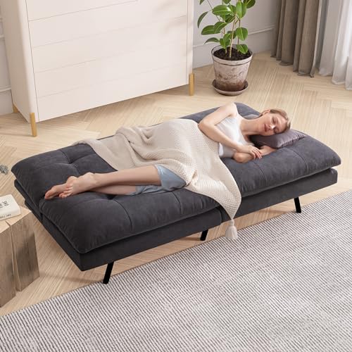 Faux Leather Memory Foam Convertible Futon Sofa Bed R988