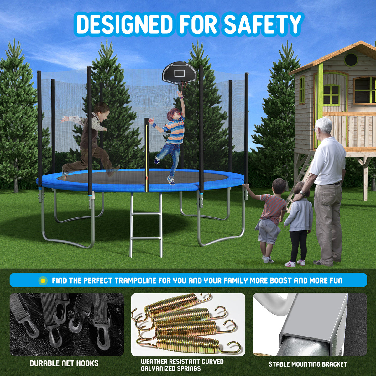 16FT Trampoline with Basketball Hoop 1600LBS Z8774