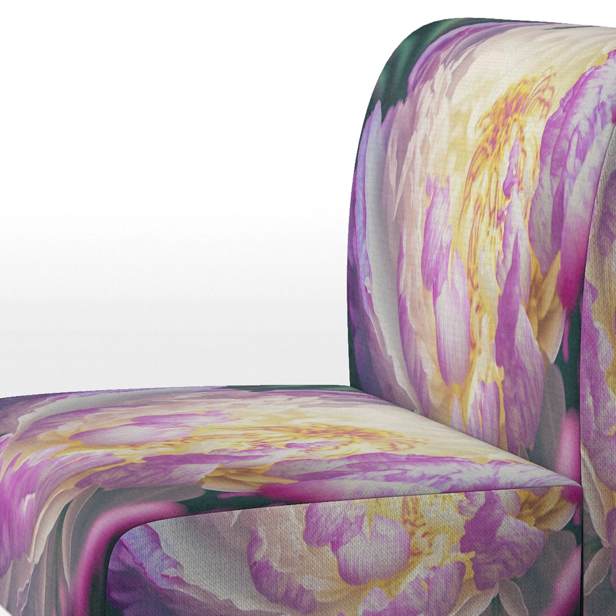 Upholstered Floral Peony Accent Chair J637