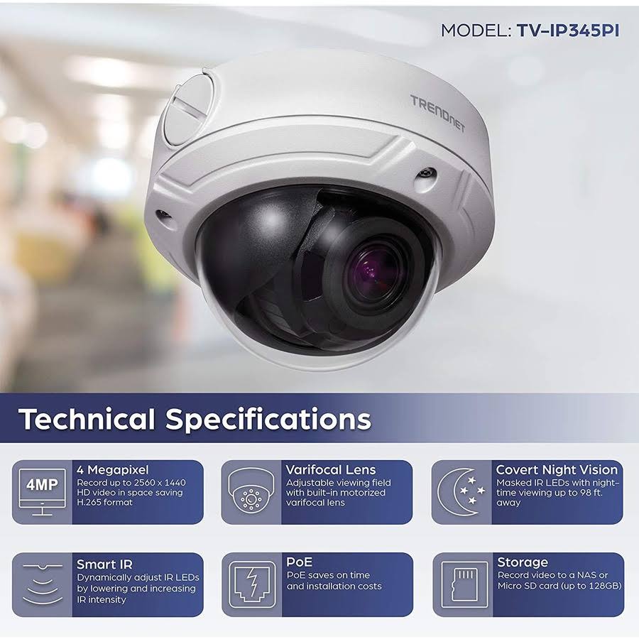 4 Mp Varifocal PoE IR Dome Network Camera H263610