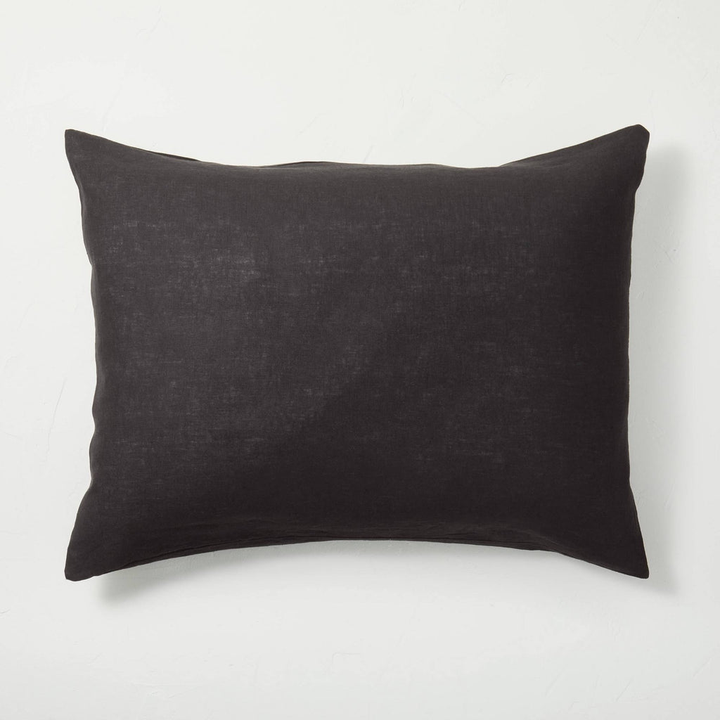 Washed Black Linen Duvet & Sham Set B32357