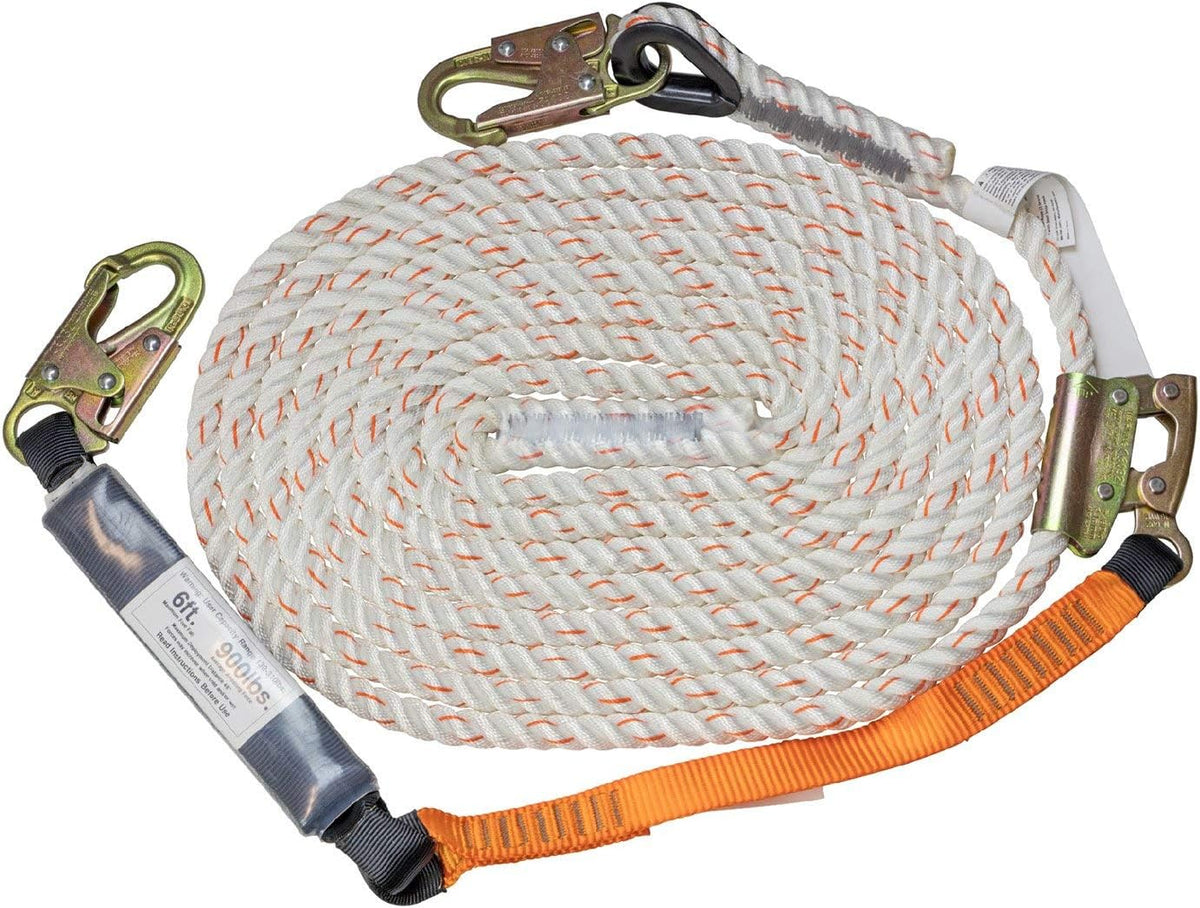 100’ Vertical Lifeline Assembly with Shock Absorber and 18” Extension Lanyard W55055