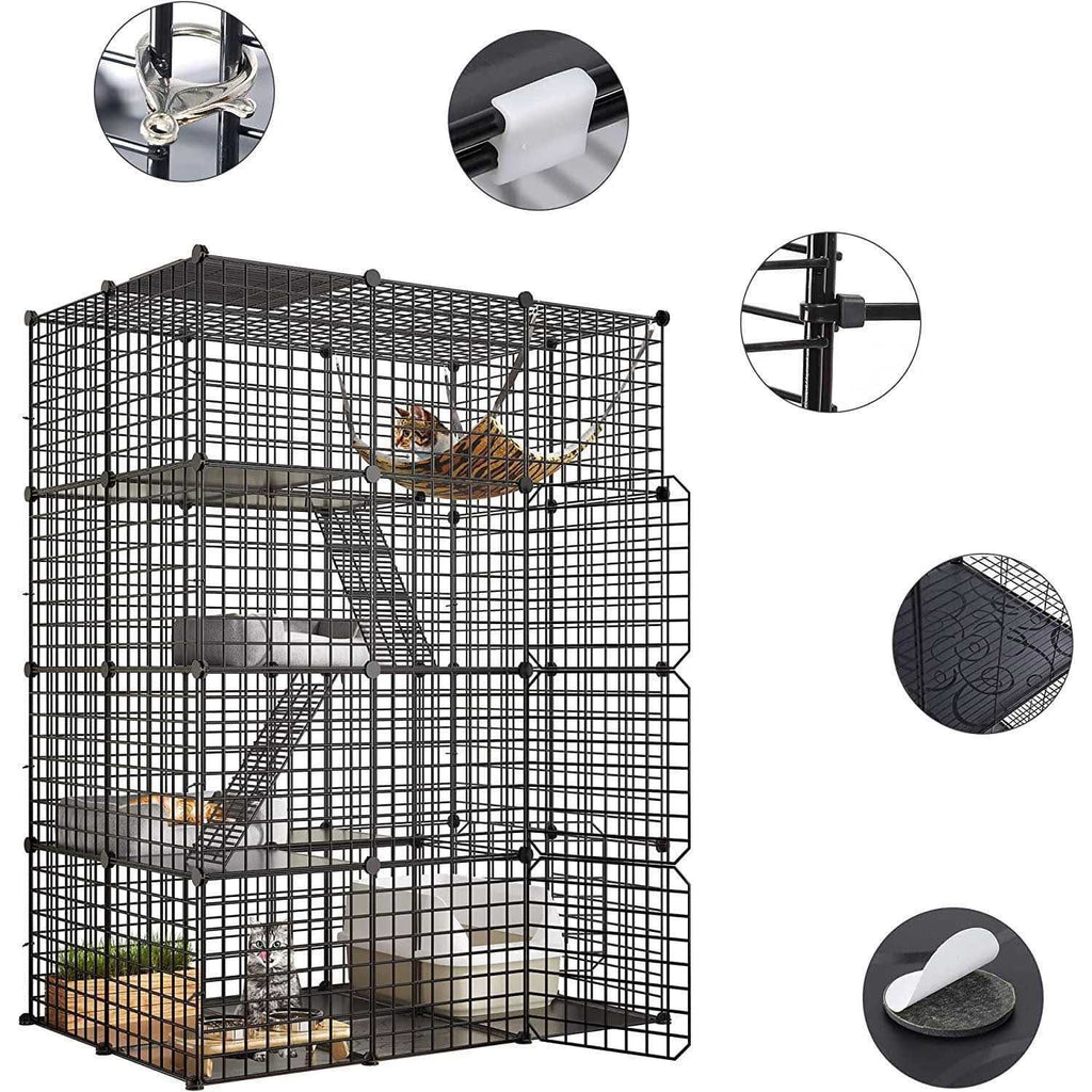 4-Tier Cat Cage Cat Hammock Metal Wire Cat Kennel Cat Playpen D83350