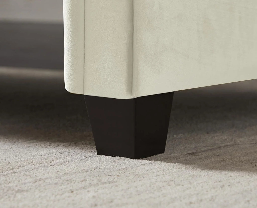 Ivory Velvet Upholstered Bench with 2 Pillows Y273451