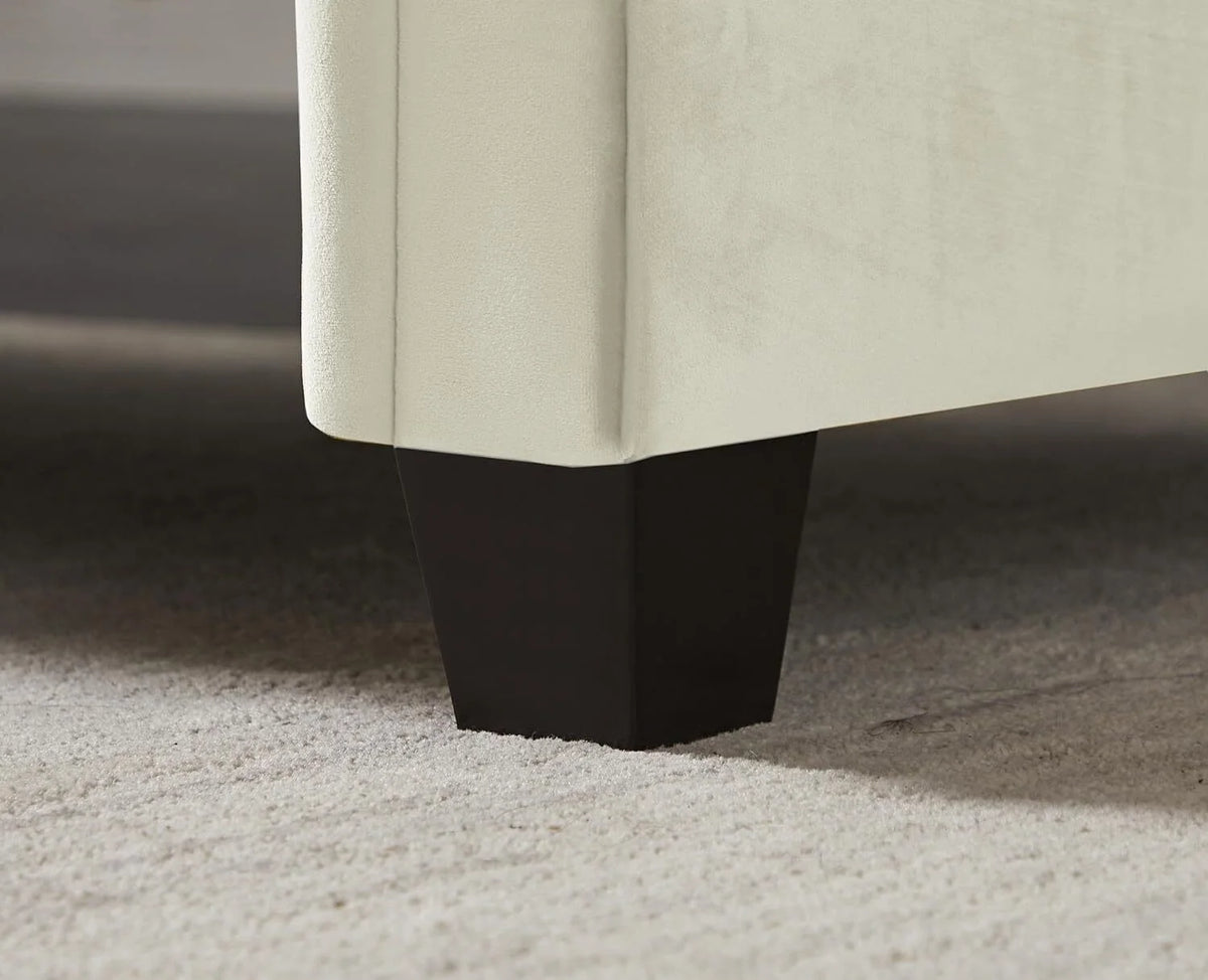 Ivory Velvet Upholstered Bench with 2 Pillows Y273451