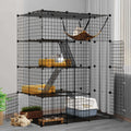 4-Tier Cat Cage Cat Hammock Metal Wire Cat Kennel Cat Playpen D83350