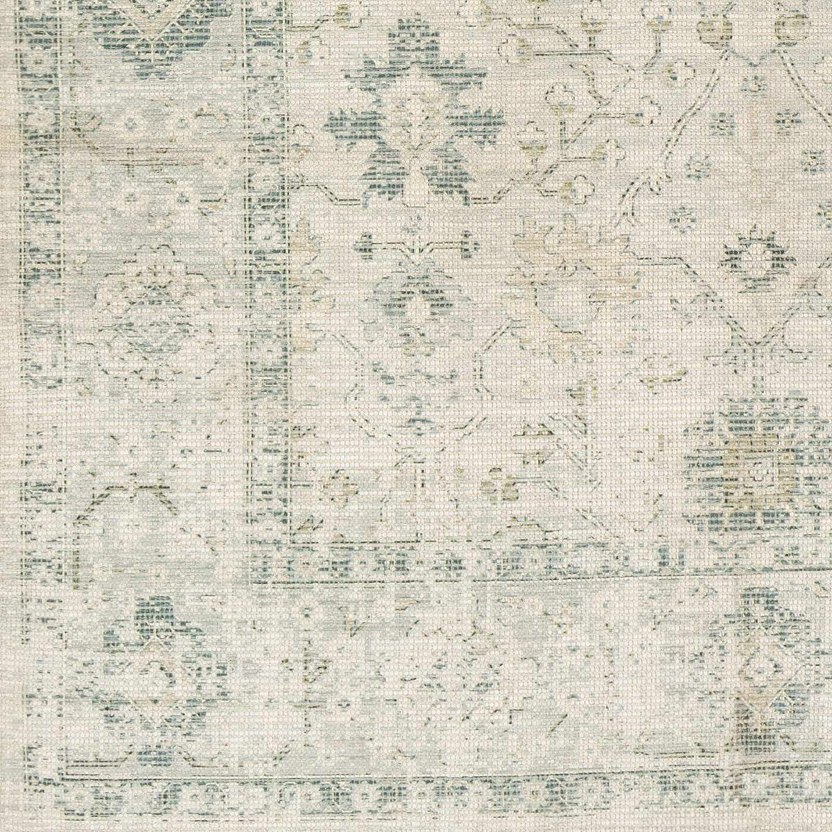 Hand Woven Cotton Area Rug with Tassel Green Sage Beige Off White 6' x 9' Z11268