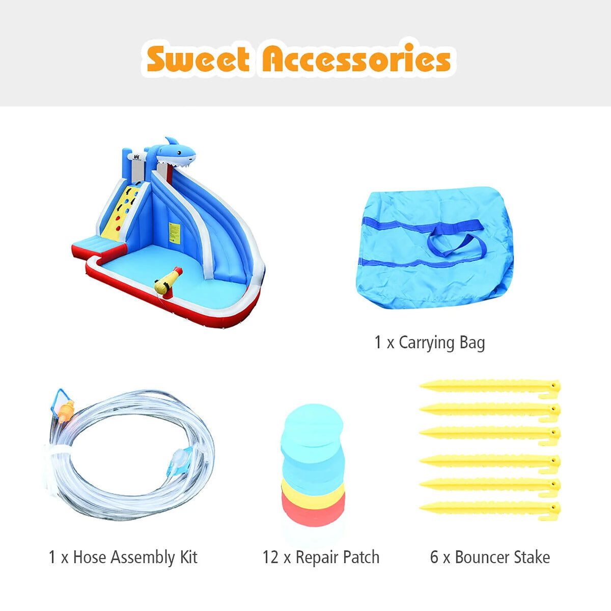 Inflatable Water Slide Bounce House Castle Splash Water Pool J76279