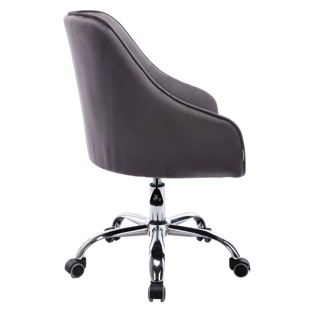 Dark Gray Velvet Swivel Accent Chair with Wheels Q156