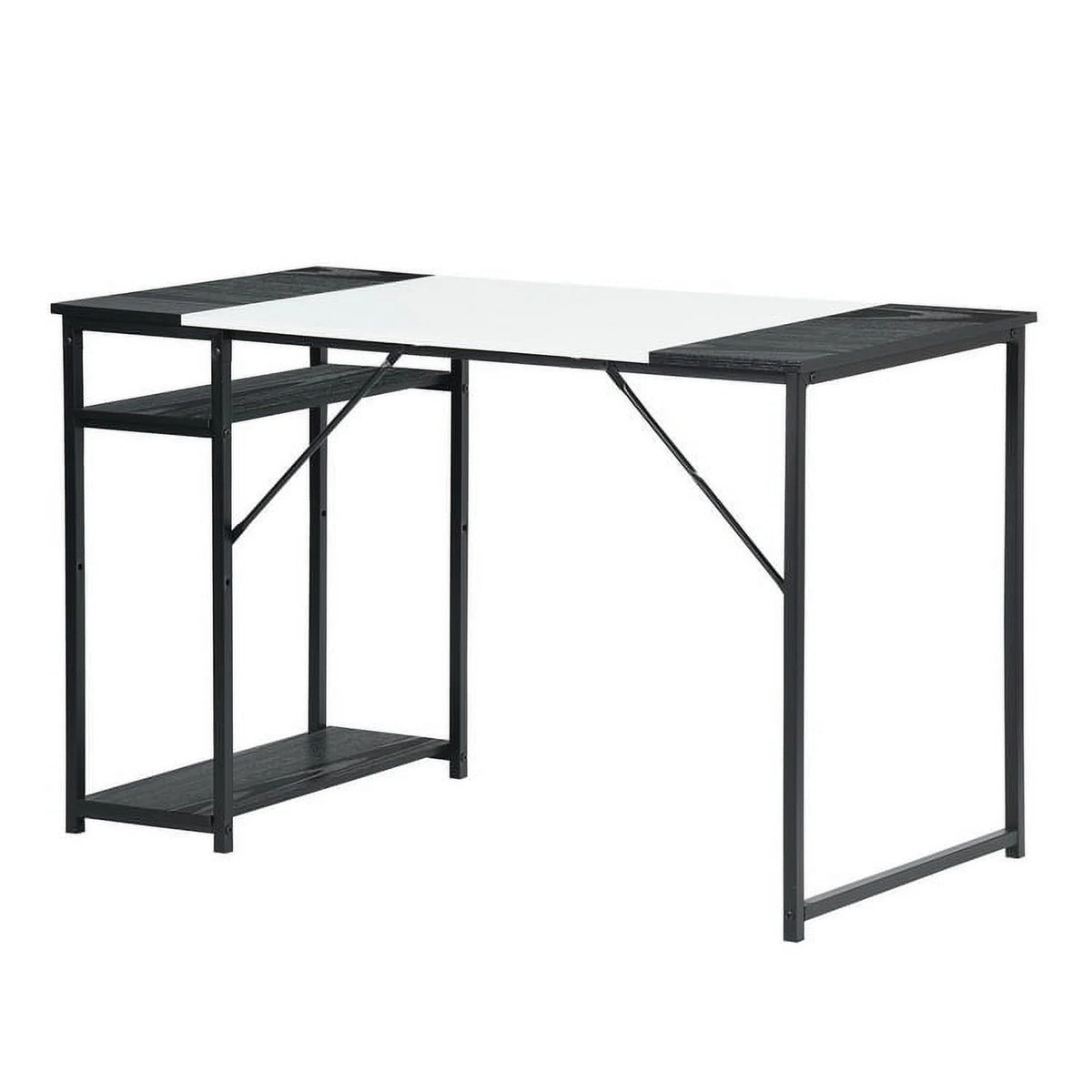 47.2" L Writing Computer Desk with 2 Storage Shelves White & Black I210194