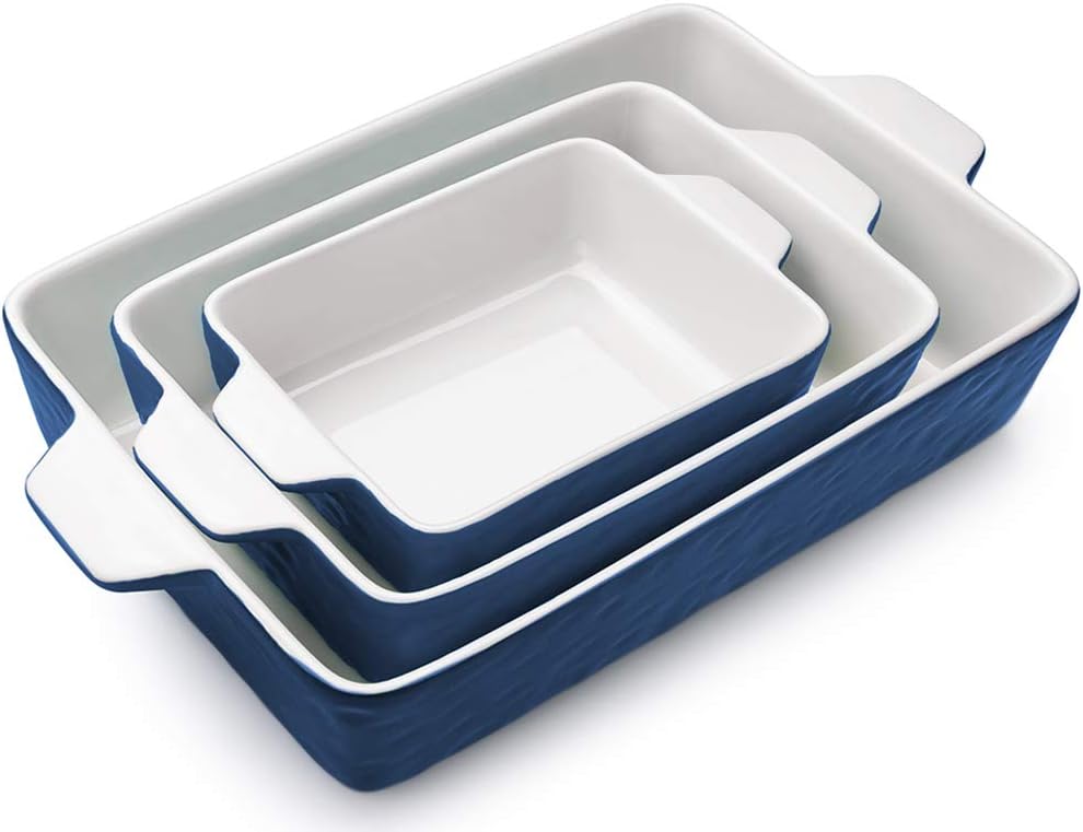3 PCS Rectangular Ceramic Glaze Baking Dish Set N14209