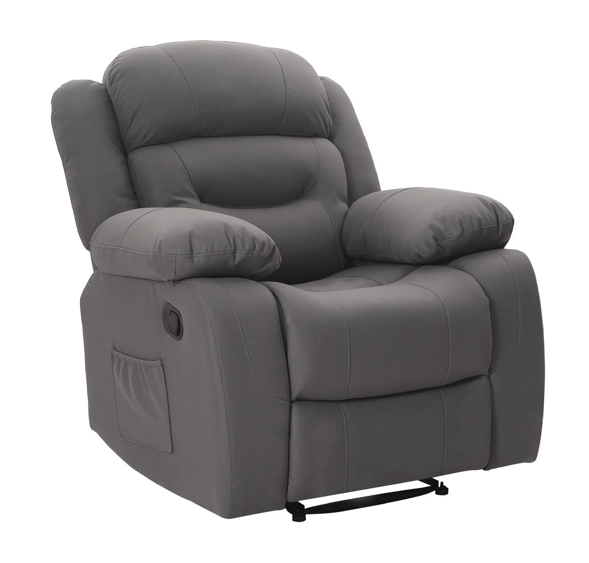 Gray Faux Microsuede Recliner with Cupholder V2237