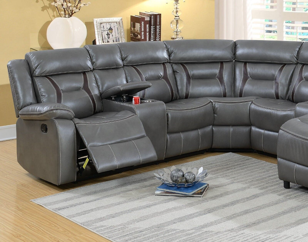 Gray Gel Leatherette 5pc Sectional Sofa Set V779892