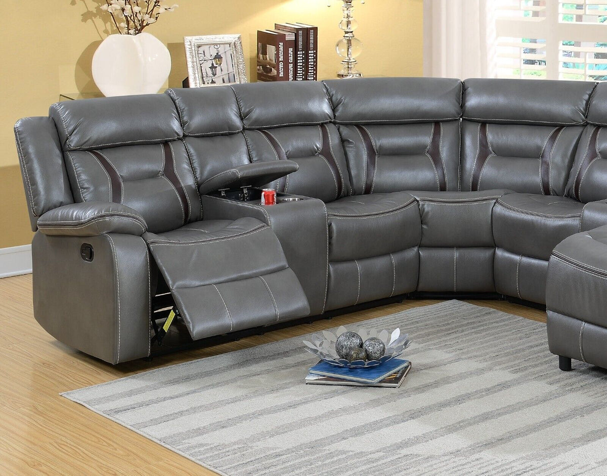 Gray Gel Leatherette 5pc Sectional Sofa Set V779892