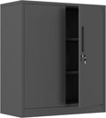 White Metal Storage Cabinet with Locking Doors and 2 Adjustable Shelves O1776