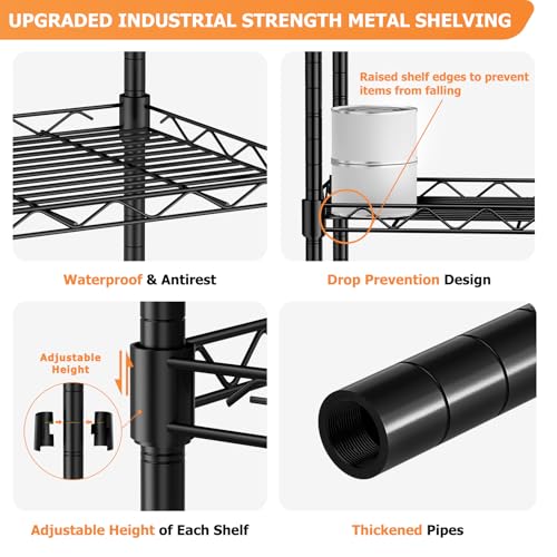 5-Tier Adjustable Metal Wire Shelving Unit W49733