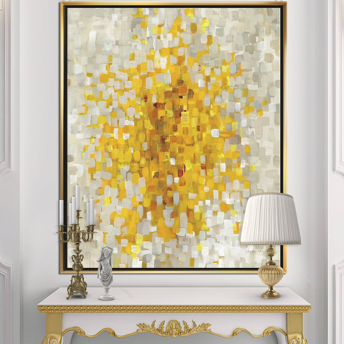 Yellow Explosion Blocks Framed Canvas, 16 inch x 32 inch B36293