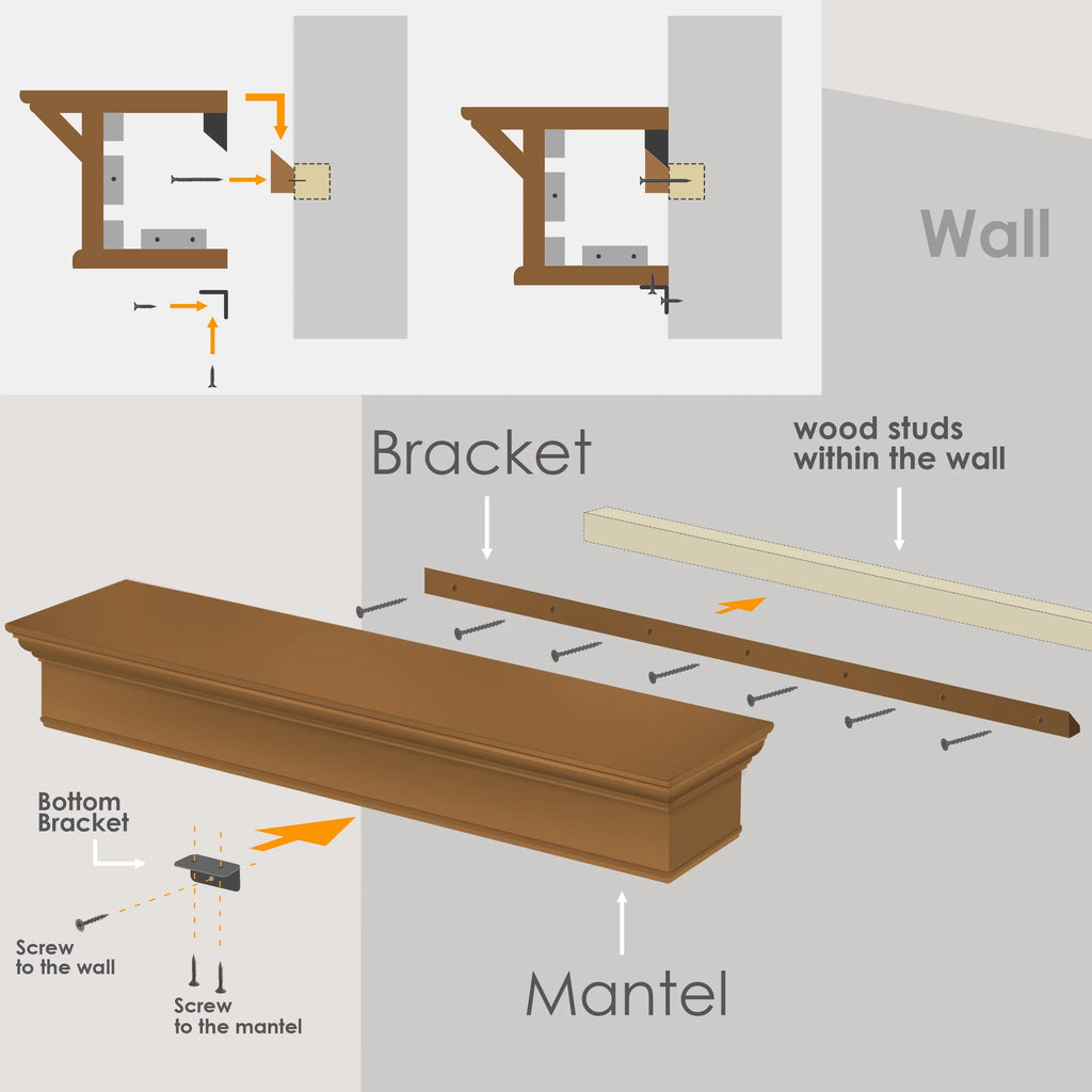 72" White Rectangle Fireplace Mantel Wall Shelf S746871