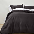 Washed Black Linen Duvet & Sham Set B32357
