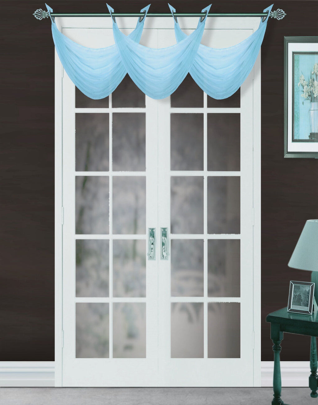 Bronze Grommet Voile Sheer Window Valance Swag Topper F6310