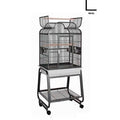 White Scroll Top Cage with Cart Stand A222