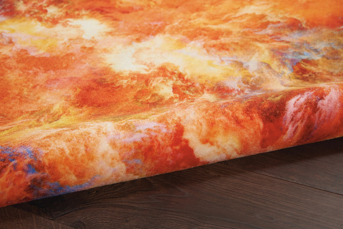 Abstract Red Flame Area Rug R67098