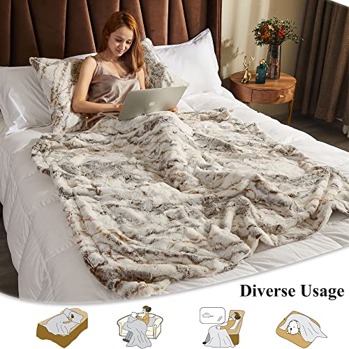 Marble Light Grey 50x60 Faux Fur Throw Blanket Z75636