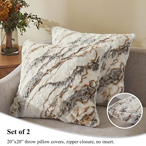 Marble Light Grey 50x60 Faux Fur Throw Blanket Z75636