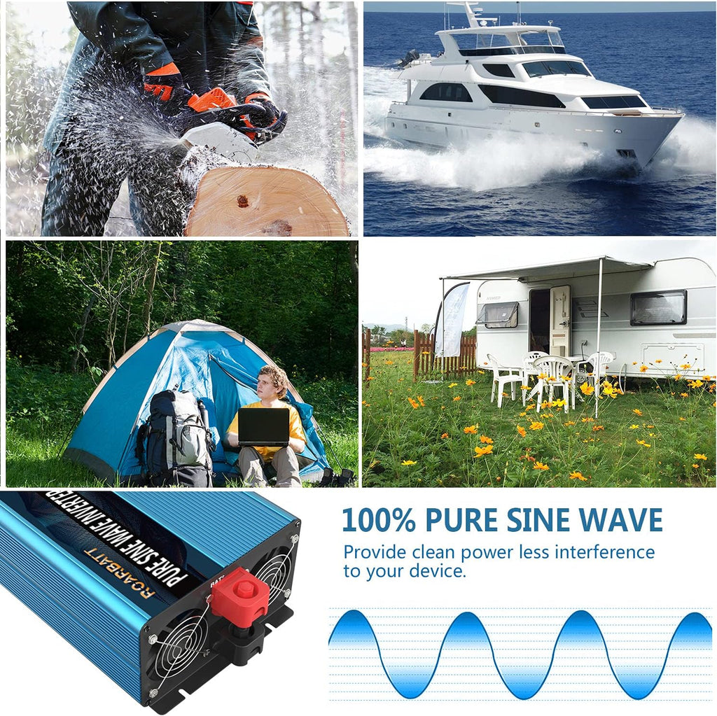 3000Watt 12V DC to AC 110V 120V Power Inverter with Remote Control 4 AC Outlets Dual USB Port L1689