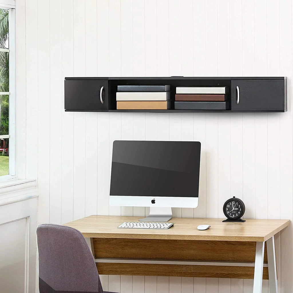 Floating TV Stand with LED Lights and Storage Cabinets P198