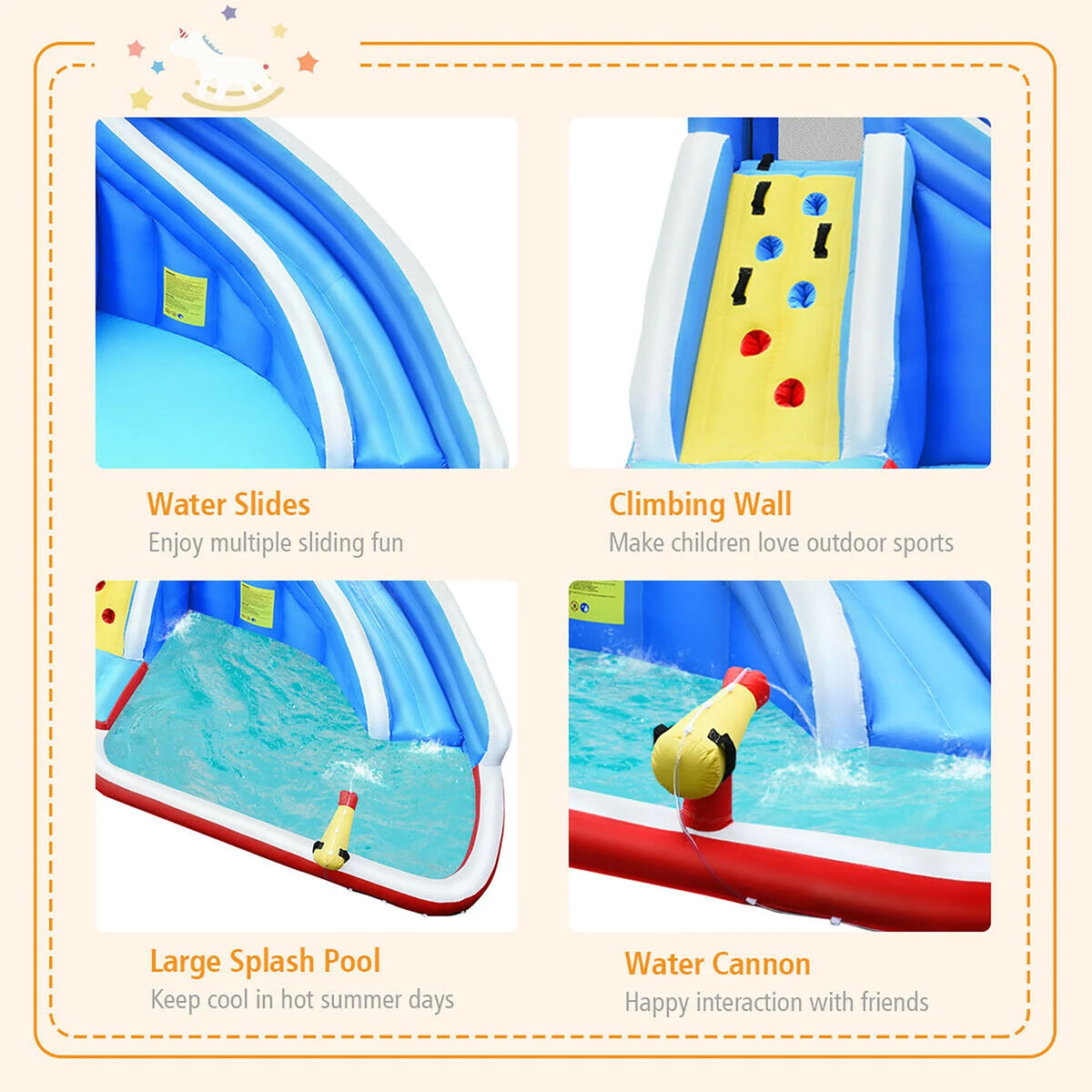 Inflatable Water Slide Bounce House Castle Splash Water Pool J76279