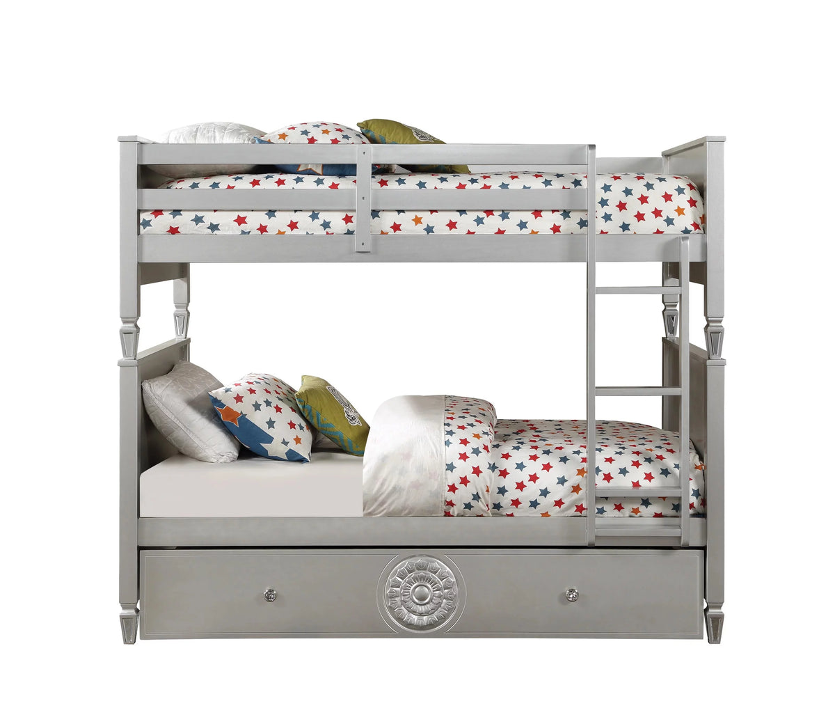 Blue Velvet Bunk Bed with Trundle G4984