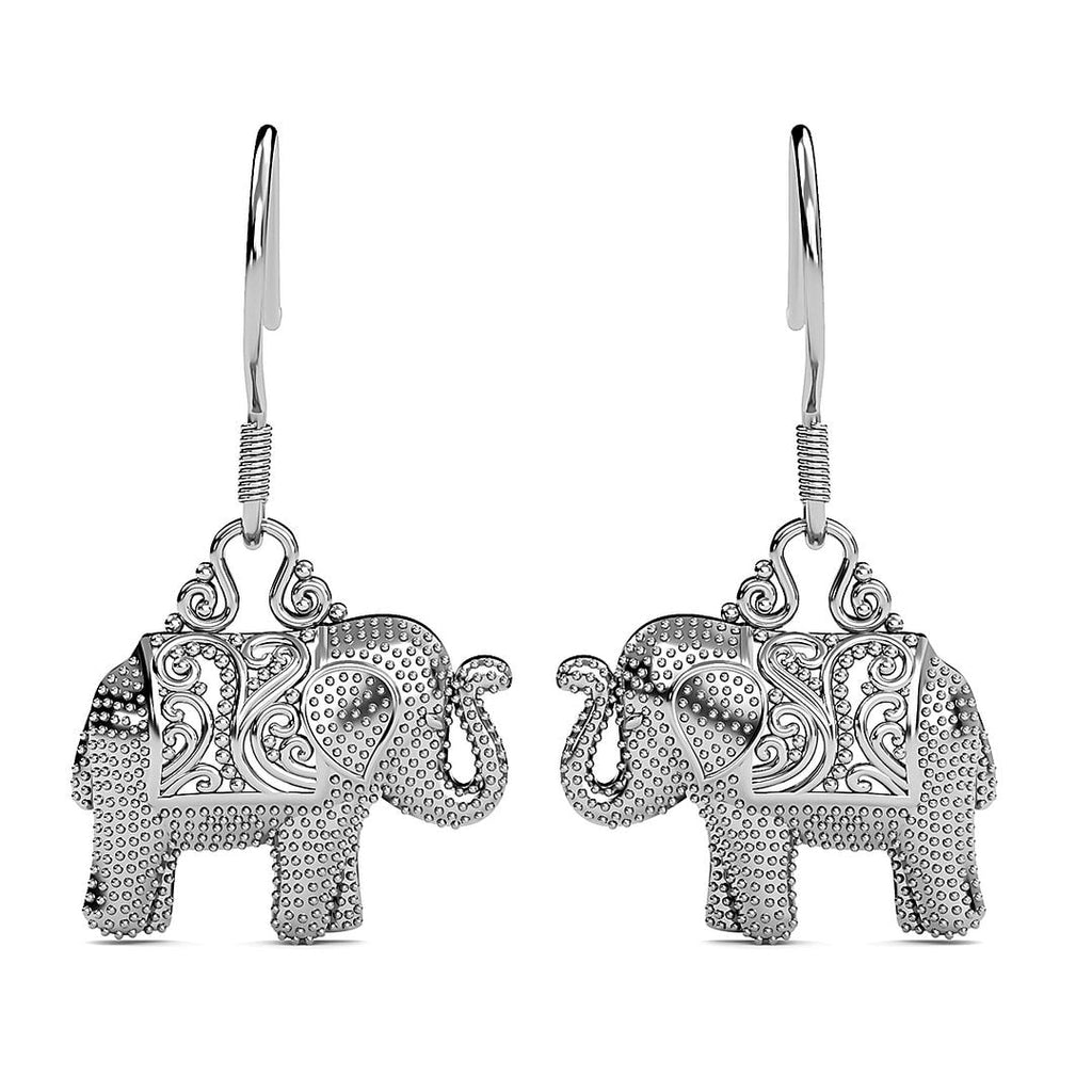 Sterling Silver Elephant Dangle Earrings S652