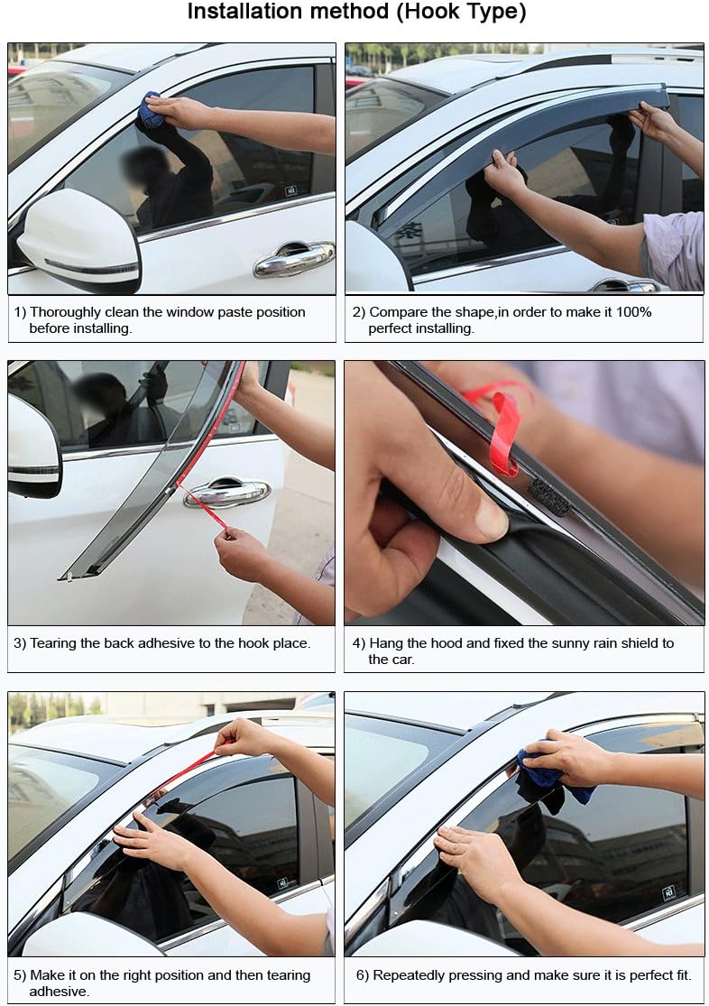 Car Window Visor Vent Shade Deflector Sun/Rain Guards F240289