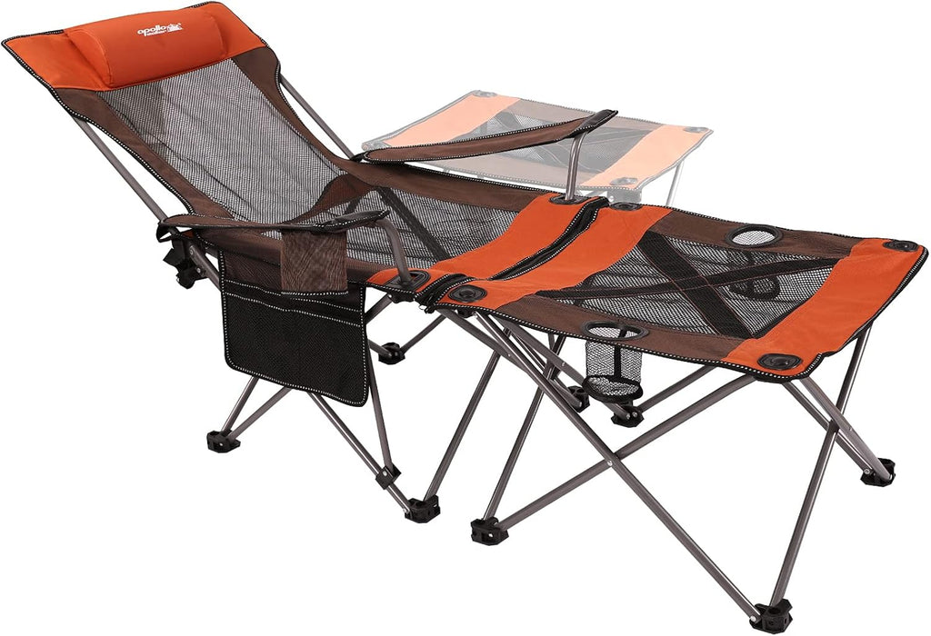 Camp Chairs for Adults Folding Beach Chairs 2 in 1 Portable Lightweight Mesh Lounger Chair with Removable Table T760129