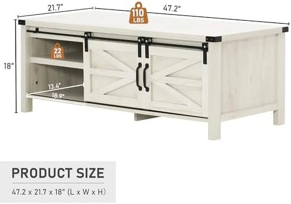 Farmhouse Coffee Table with Sliding Barn Doors E705