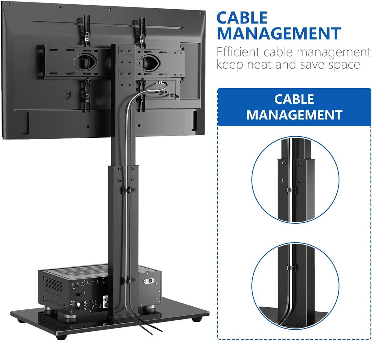 Black Swivel Floor TV Stand for 32-65 inch TVs, VESA 600x400mm W9706