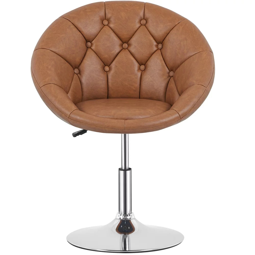 Upholstered Tufted Height Adjustable Swivel Barrel Chair C775